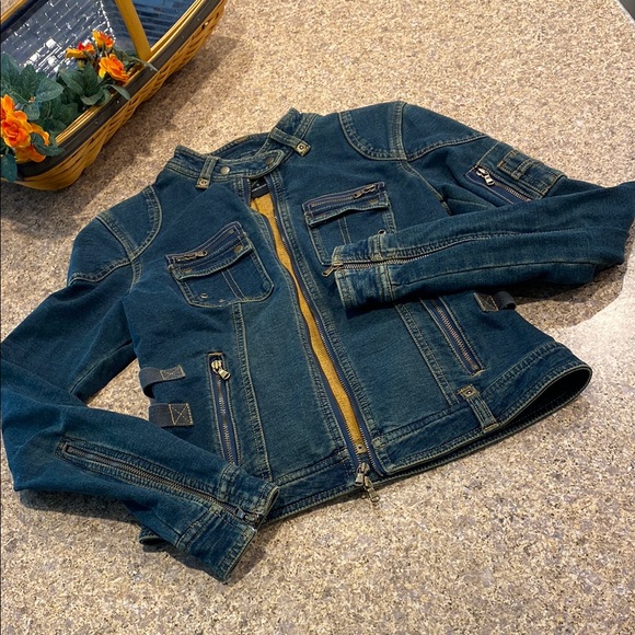 🔥Flash Sale🔥 Express Precision Fit Denim Jean Jacket Zip Vintage? Small - Picture 1 of 17
